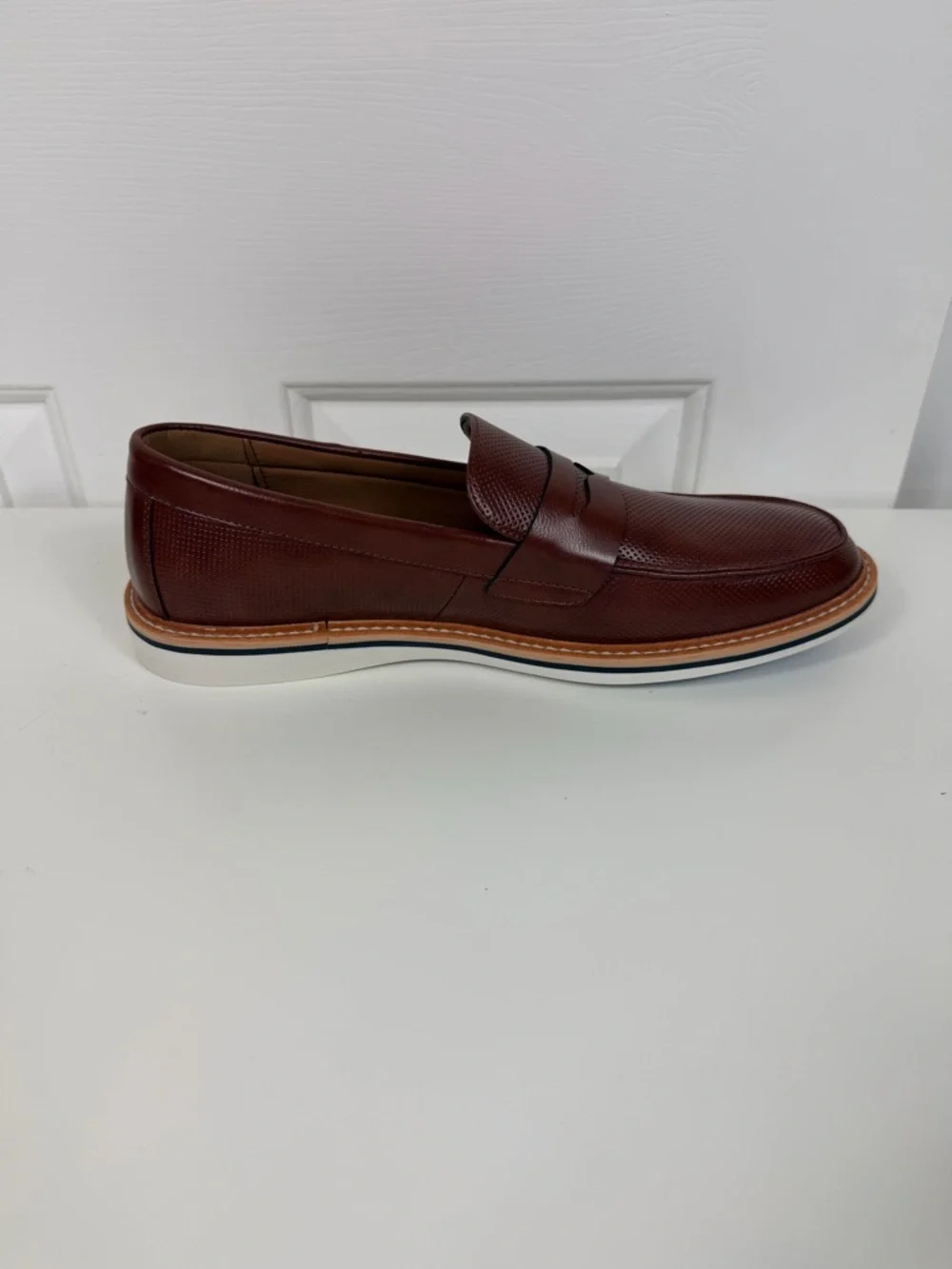 Madden M-Vonstr Men’s Cognac Leather Perforated Penny Loafers Size 10